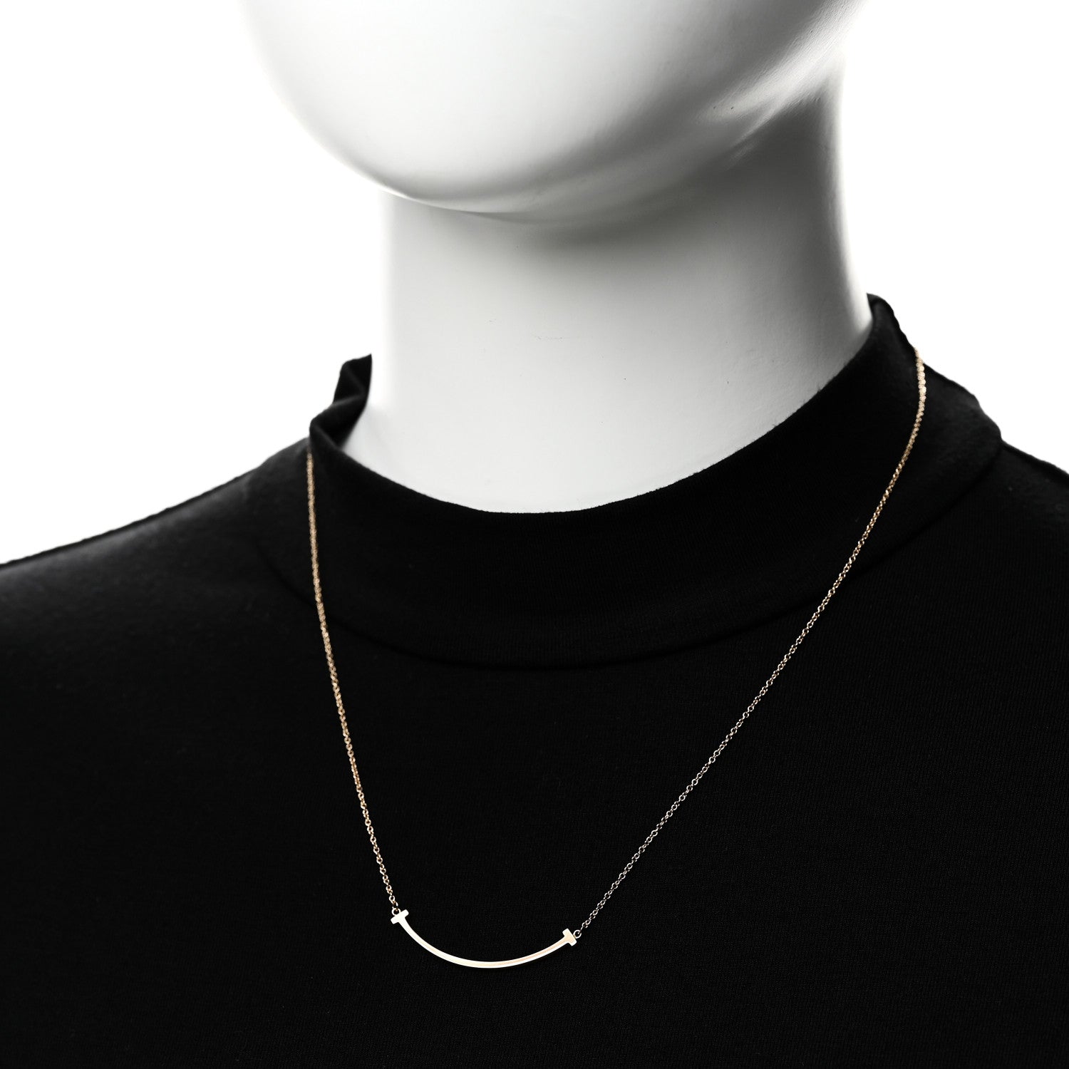 Tiffany 18K Rose Gold Small T Smile Pendant Necklace 2 of 5
