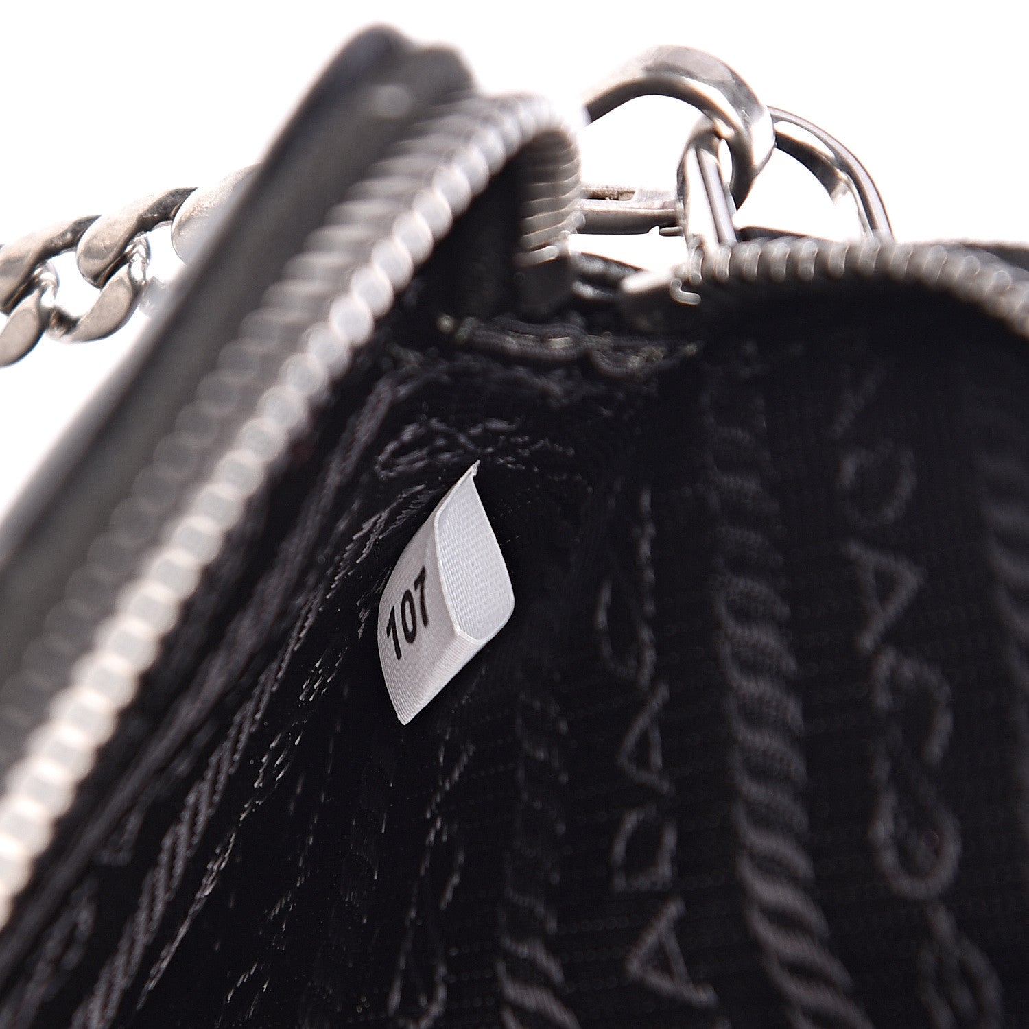 Prada Nappa Impunture Diagramme Mini Double Zip Chain Crossbody Bag Black 8 of 12