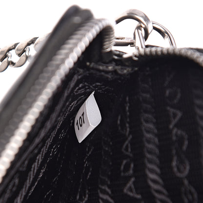 Prada Nappa Impunture Diagramme Mini Double Zip Chain Crossbody Bag Black 8 of 12