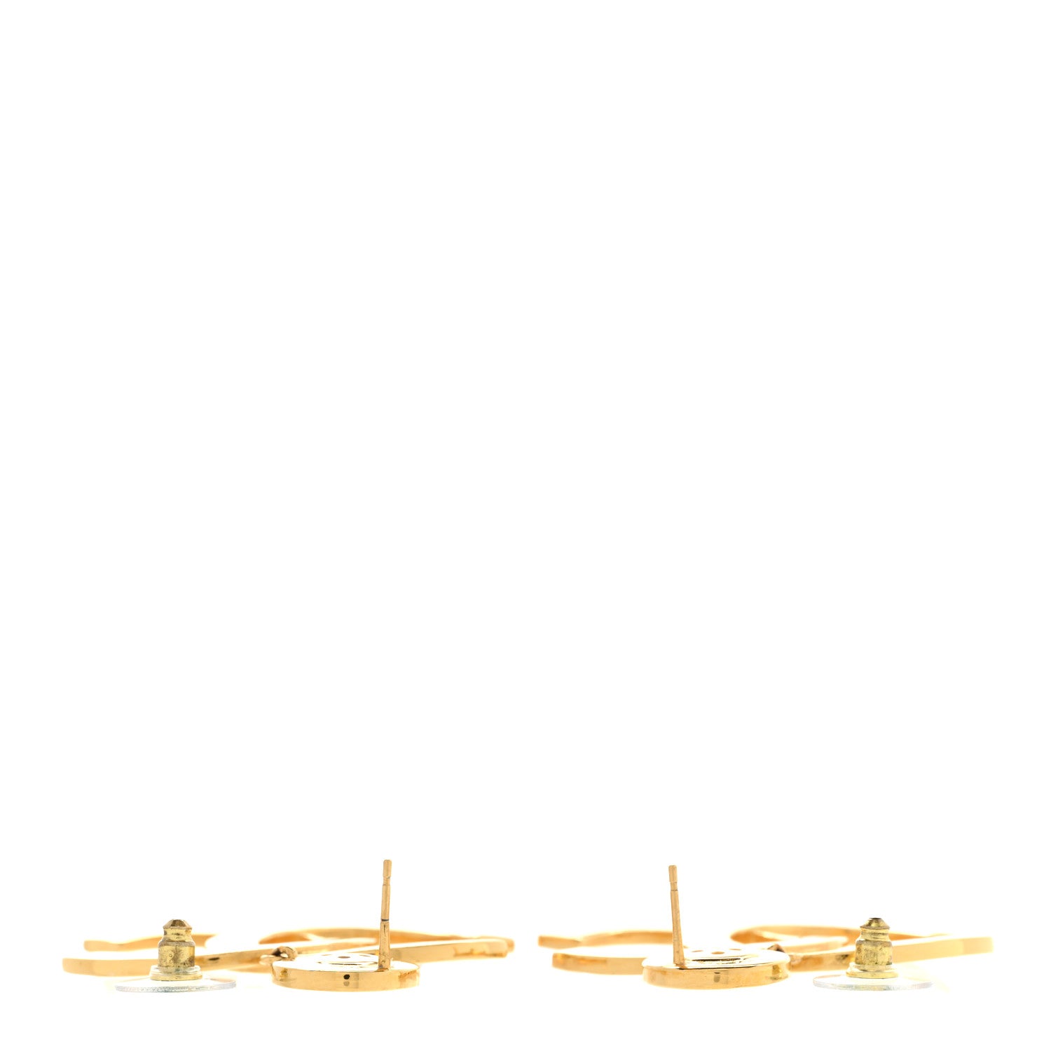 Chanel Metal Large Paris Button Earrings Gold 3 of 5