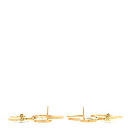 Chanel Metal Large Paris Button Earrings Gold 3 of 5