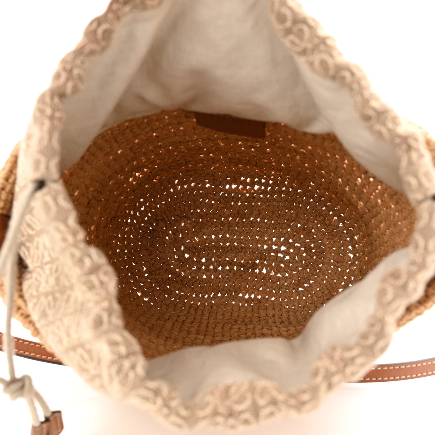 Calfskin Raffia Bucket Bag Natural Tan