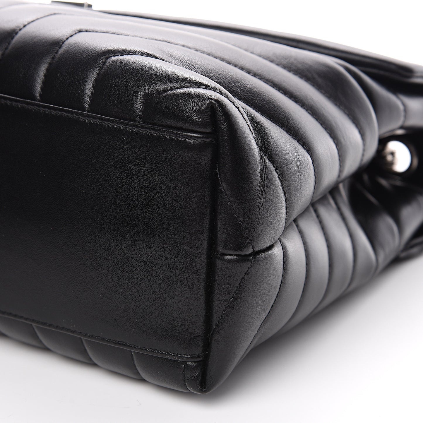 Calfskin Y Quilted Monogram Medium Loulou Chain Satchel Black