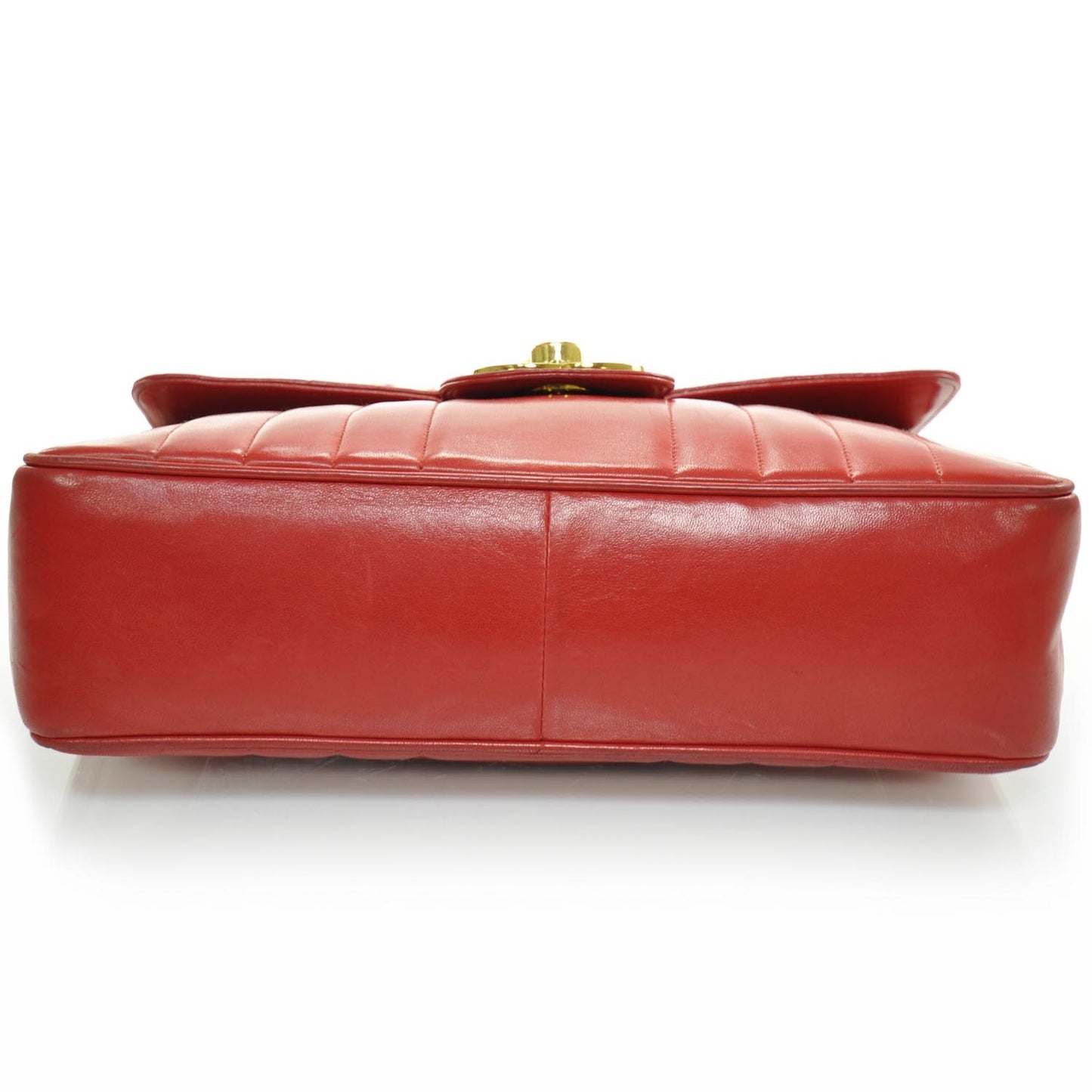Lambskin Vertical Quilt Jumbo Flap Red
