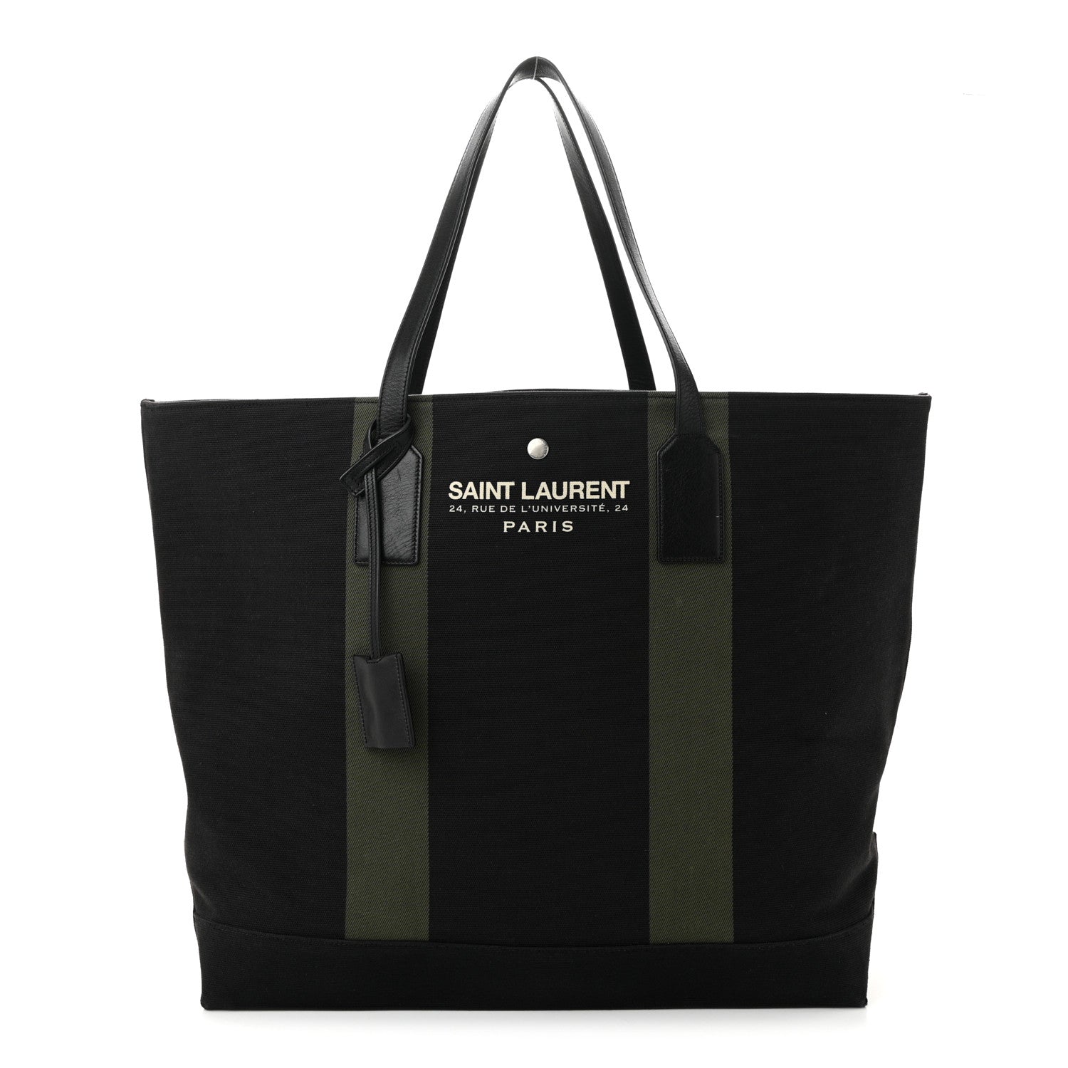Saint Laurent Canvas Beach Shopping East West Tote Black 1 of 10