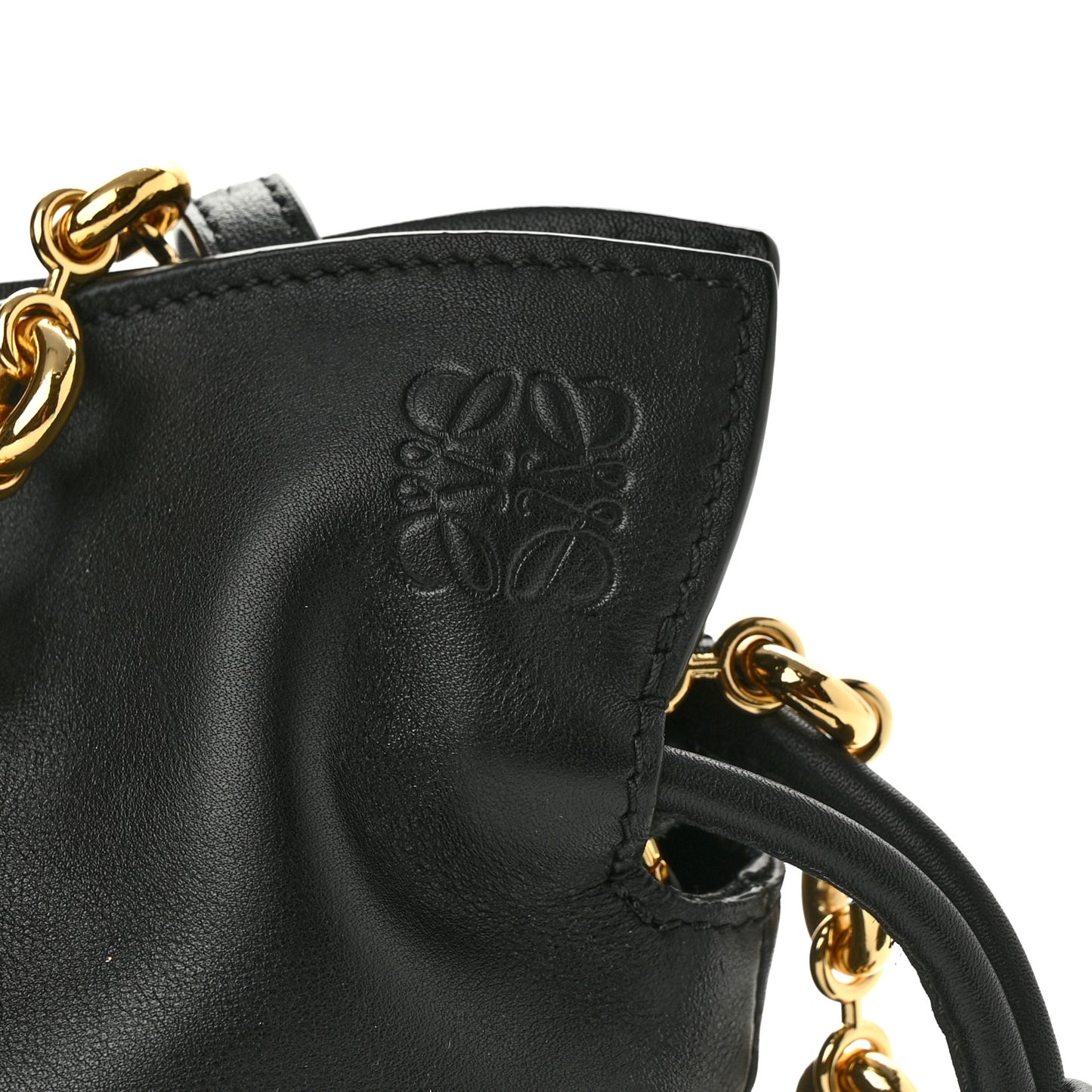 Nappa Calfskin Mini Flamenco Knot Clutch With Chain Black