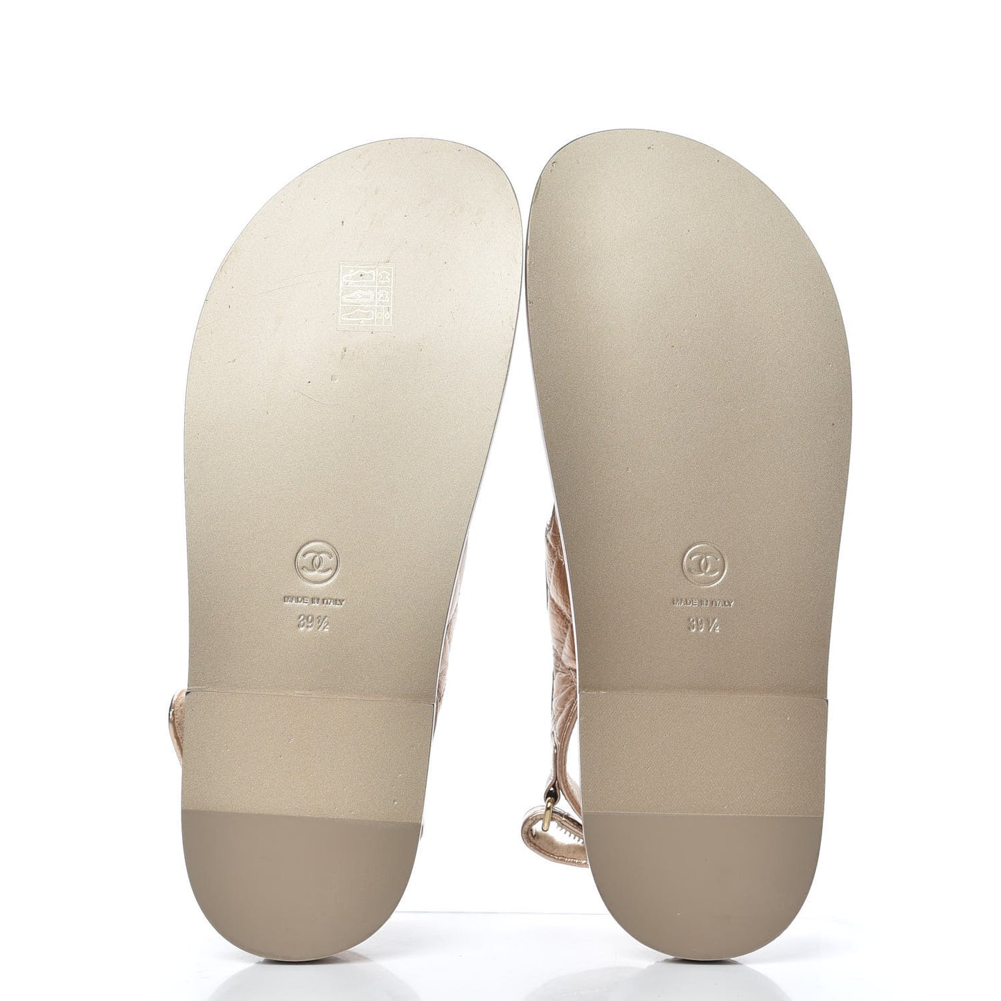 Iridescent Lambskin Quilted CC Dad Sandals 39.5 Light Bronze