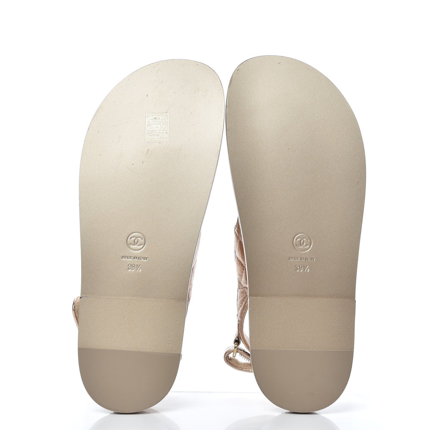 Chanel Iridescent Lambskin Quilted CC Dad Sandals 39.5 Light Bronze 5 of 8