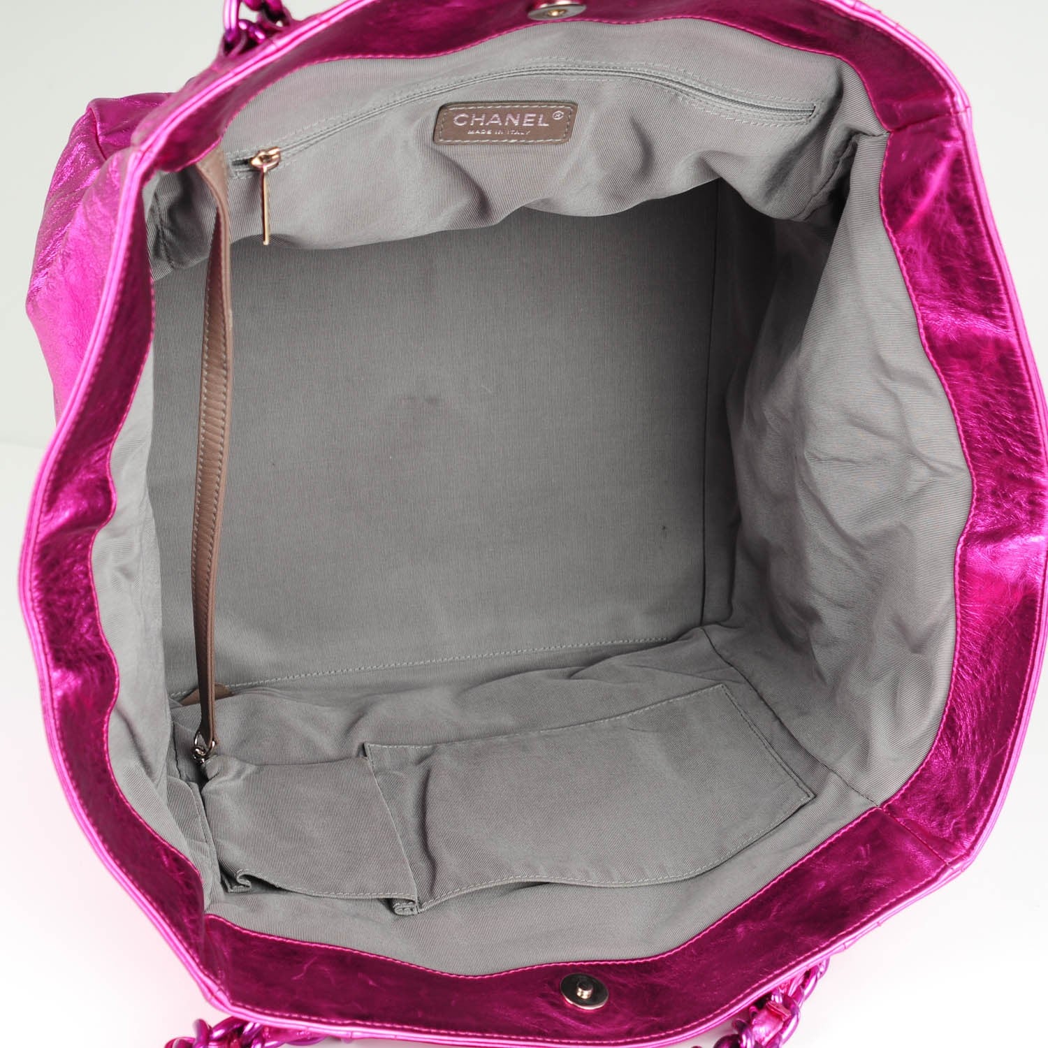 Chanel Metallic Cracked Calfskin Modern Chain Tote Fuchsia 5 of 7