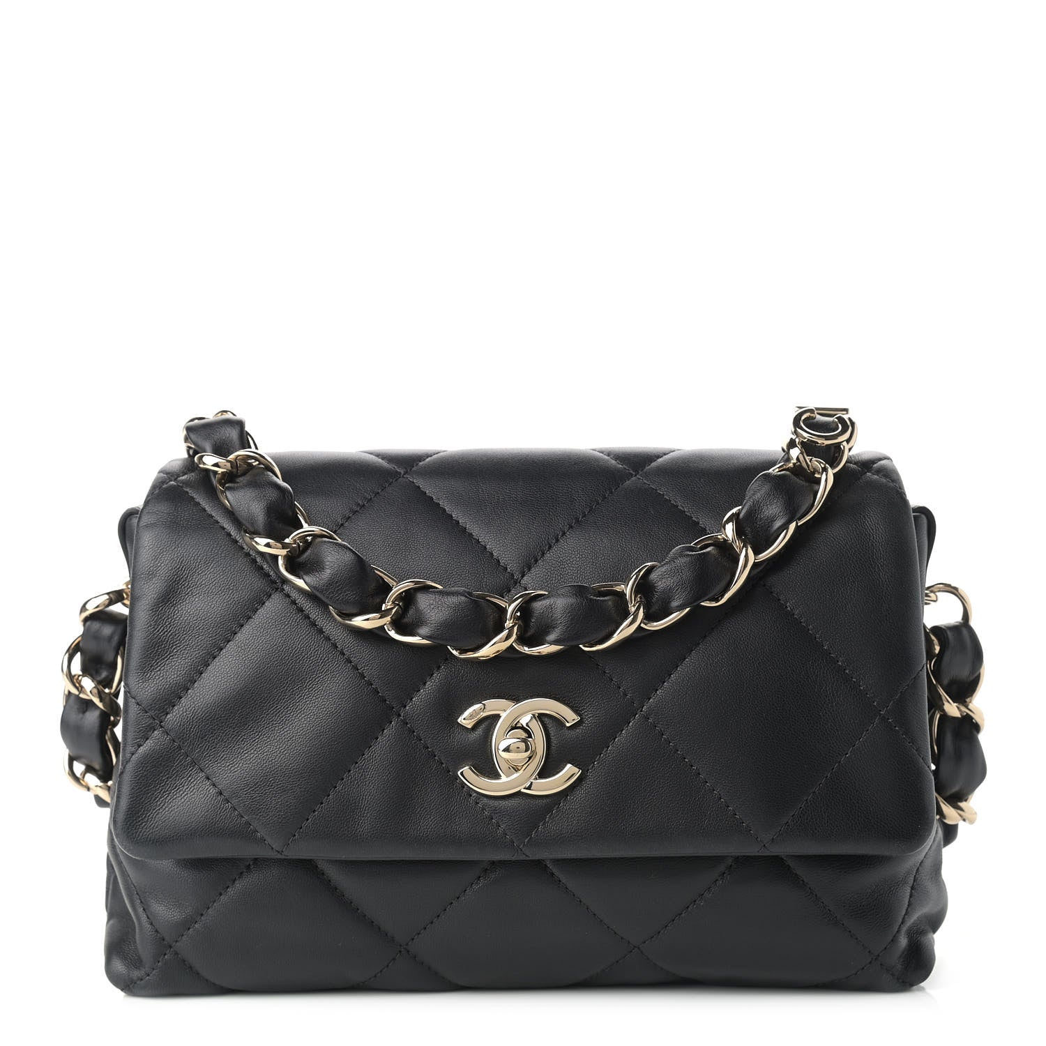 Chanel Lambskin Quilted On The Shoulder Flap Black 1 of 10