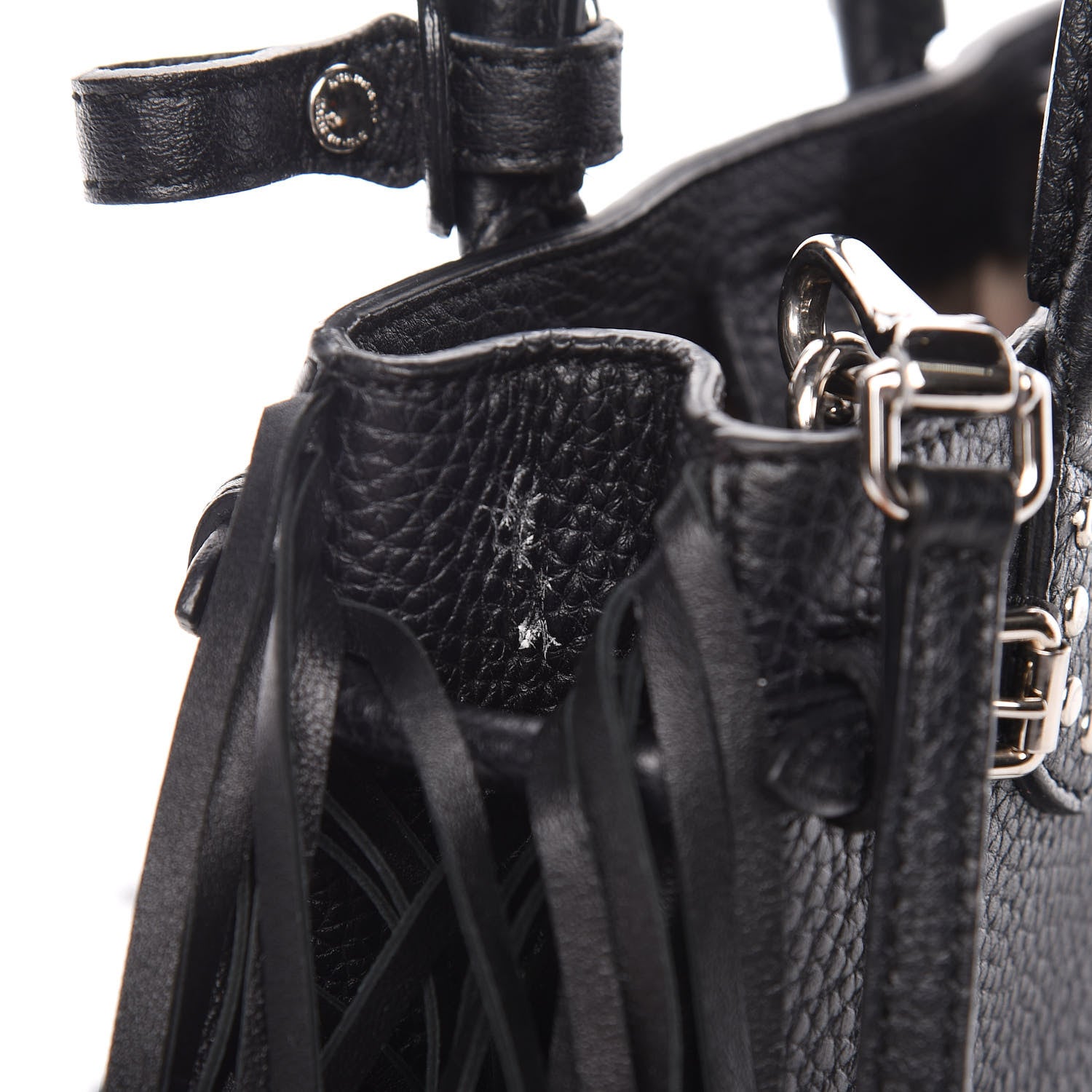 Burberry Grainy Calfskin Studded Fringe Baby Banner Tote Black 12 of 12