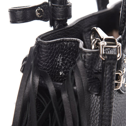 Burberry Grainy Calfskin Studded Fringe Baby Banner Tote Black 12 of 12