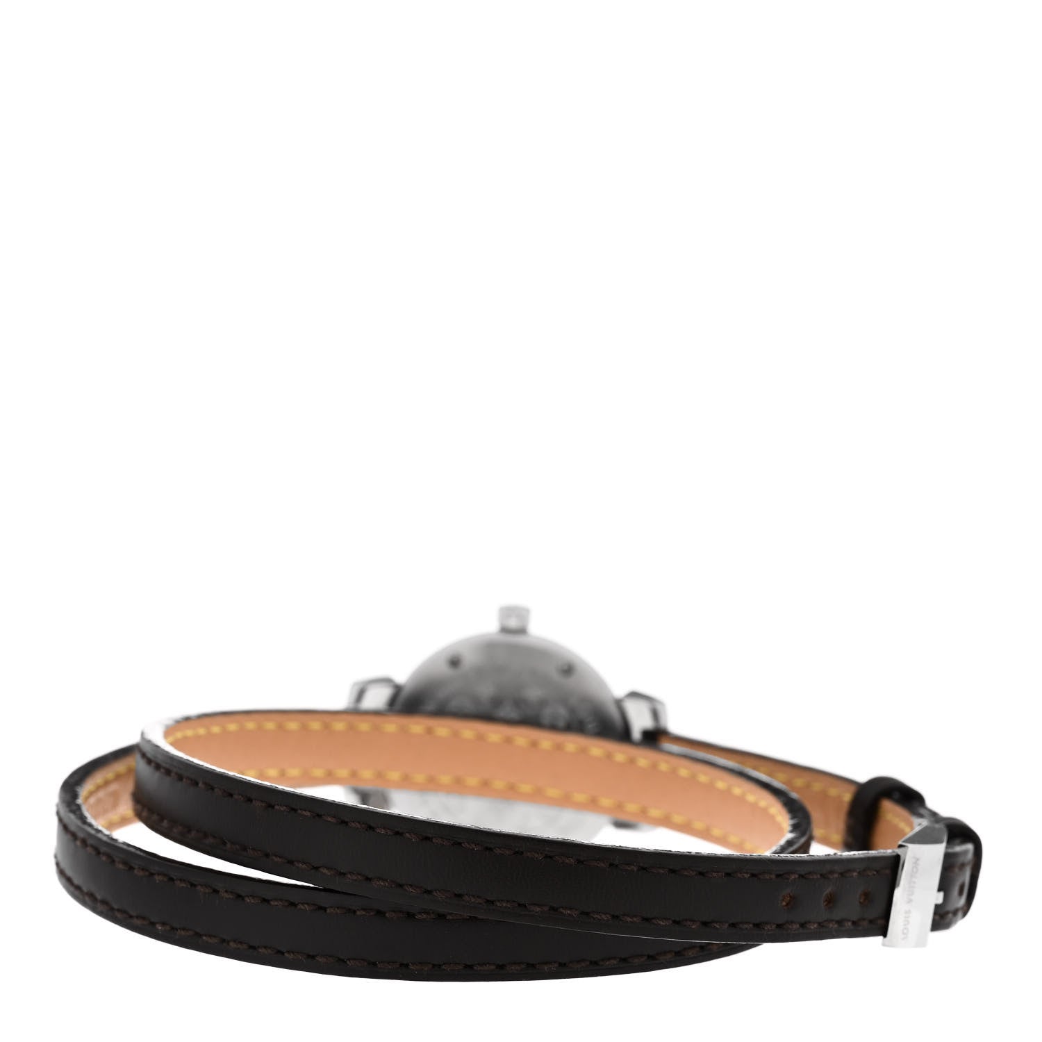 Louis Vuitton Stainless Steel Calfskin 28mm Tambour Triple Wrap Quartz Watch Brown 3 of 5