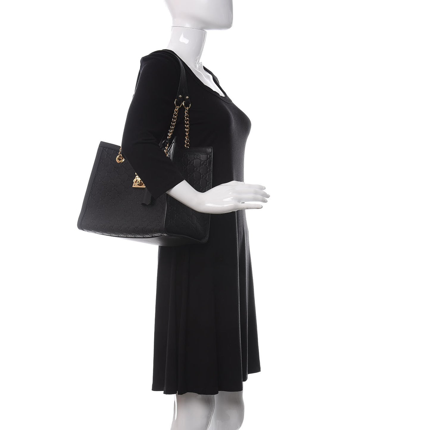 Guccissima Medium Padlock Tote Black