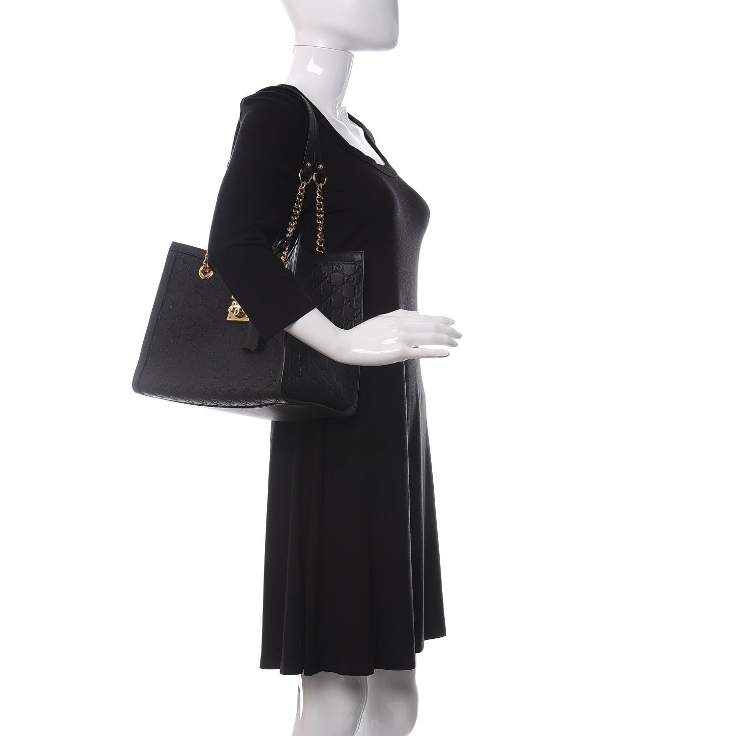 Gucci Guccissima Medium Padlock Tote Black 2 of 10
