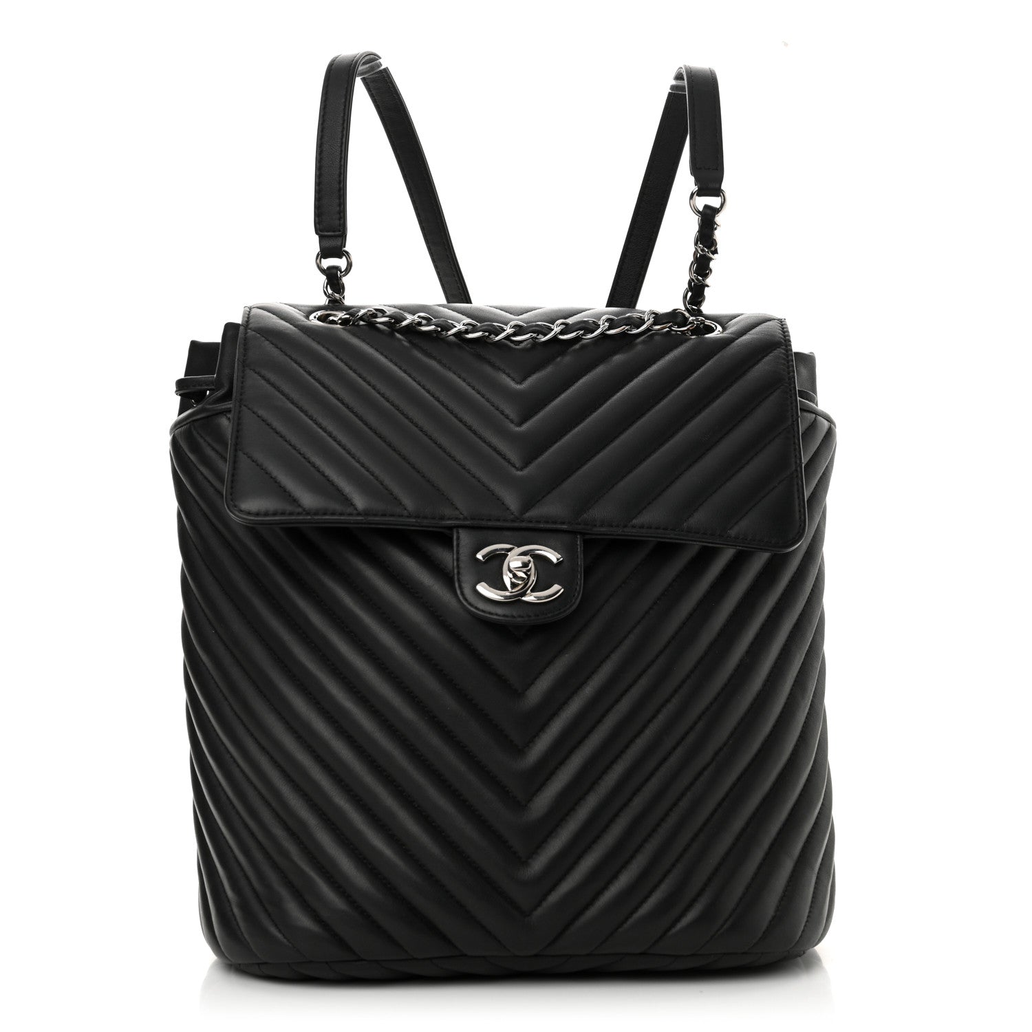 Chanel Calfskin Chevron Quilted Large Urban Spirit Backpack Black 1 of 13