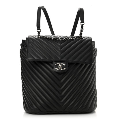 Chanel Calfskin Chevron Quilted Large Urban Spirit Backpack Black 1 of 13