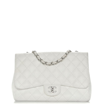 Chanel Caviar Quilted Jumbo Single Flap White 1 of 19