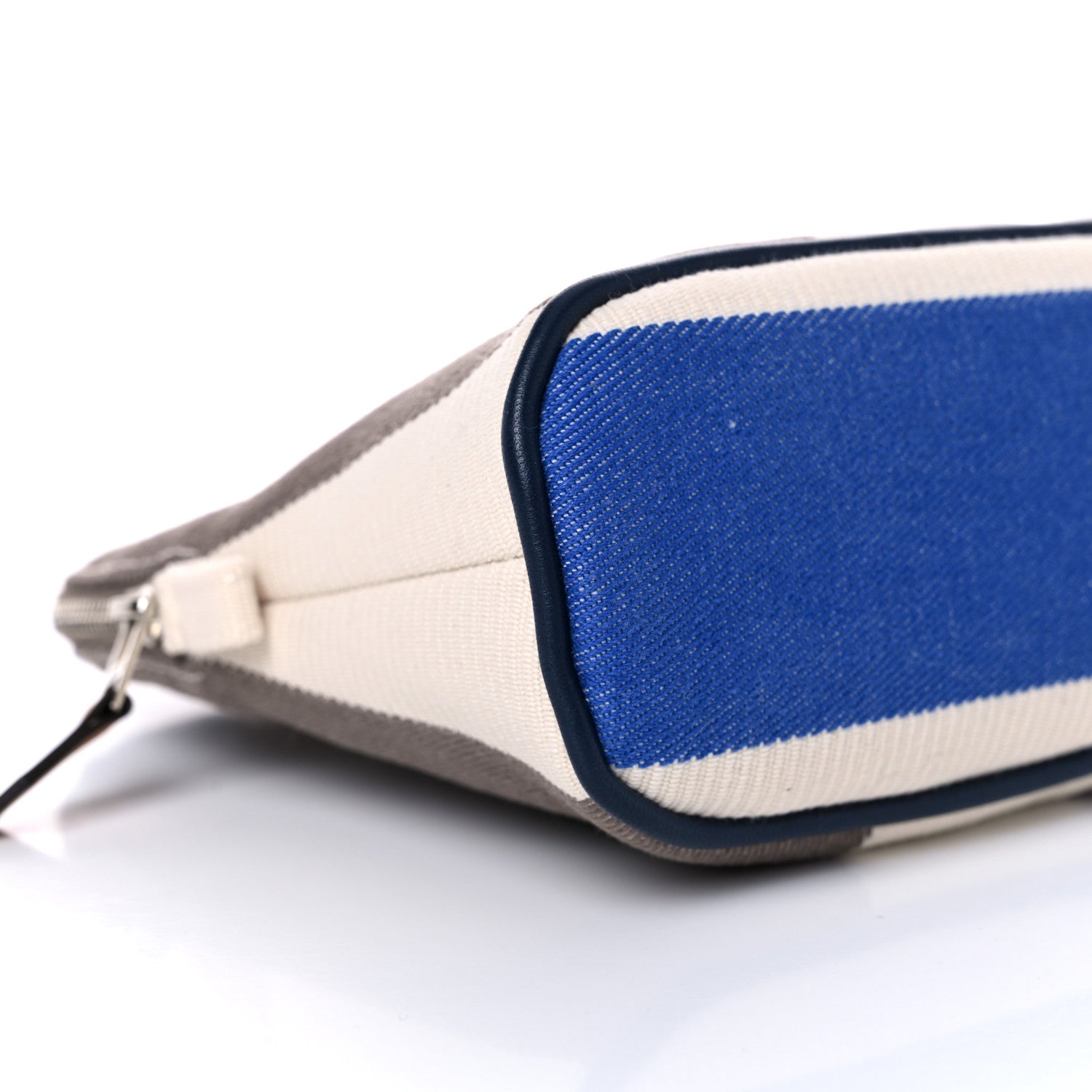 Hermes Cotton Stripe Bolide Rayures Rocabar Mini Travel Cosmetic Pouch Azur Etoupe 9 of 10
