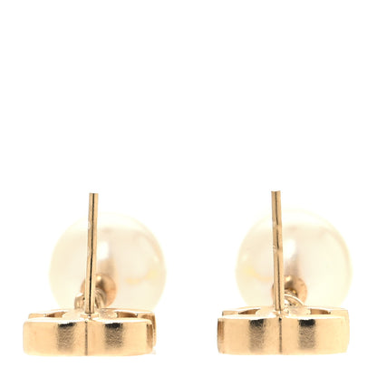 Chanel Pearl Enamel CC Drop Earrings Black Gold 3 of 5