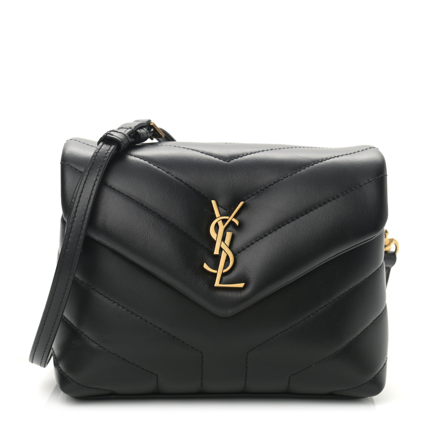 Calfskin Y Quilted Monogram Toy Loulou Crossbody Bag Black