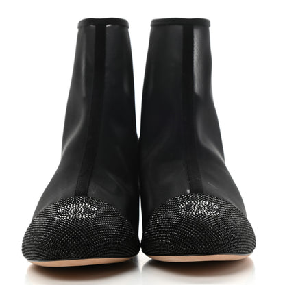 Chanel Mesh Suede Cap Toe Embellished Short Boots 38 Black 2 of 9