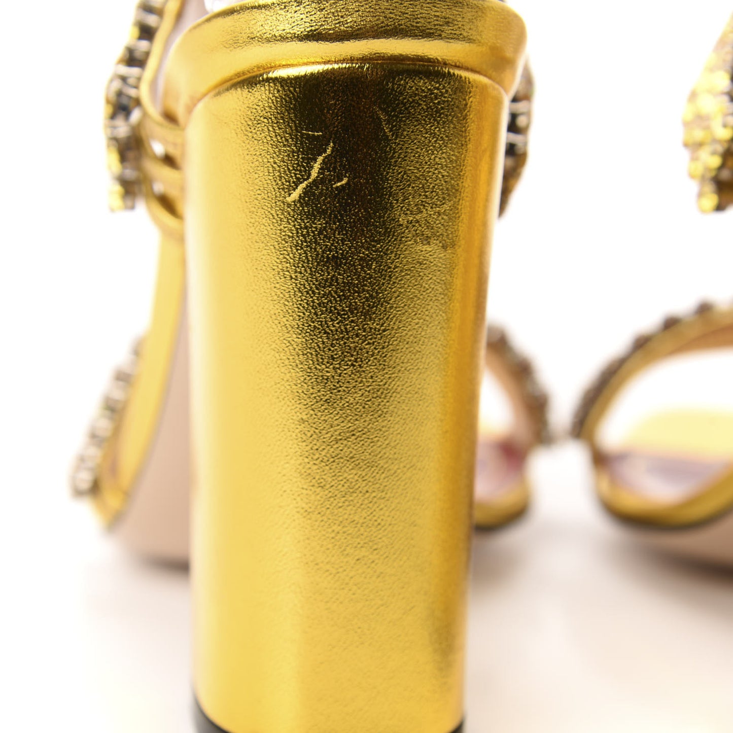 Nappa Silk Crystal Bertie High Heel Sandals 37 Gold
