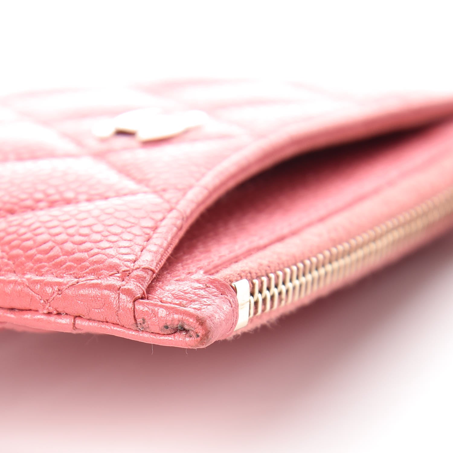 Chanel Caviar Quilted CC Zip Card Holder Pink 10 of 11