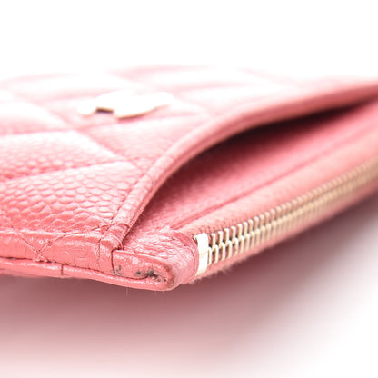 Chanel Caviar Quilted CC Zip Card Holder Pink 10 of 11