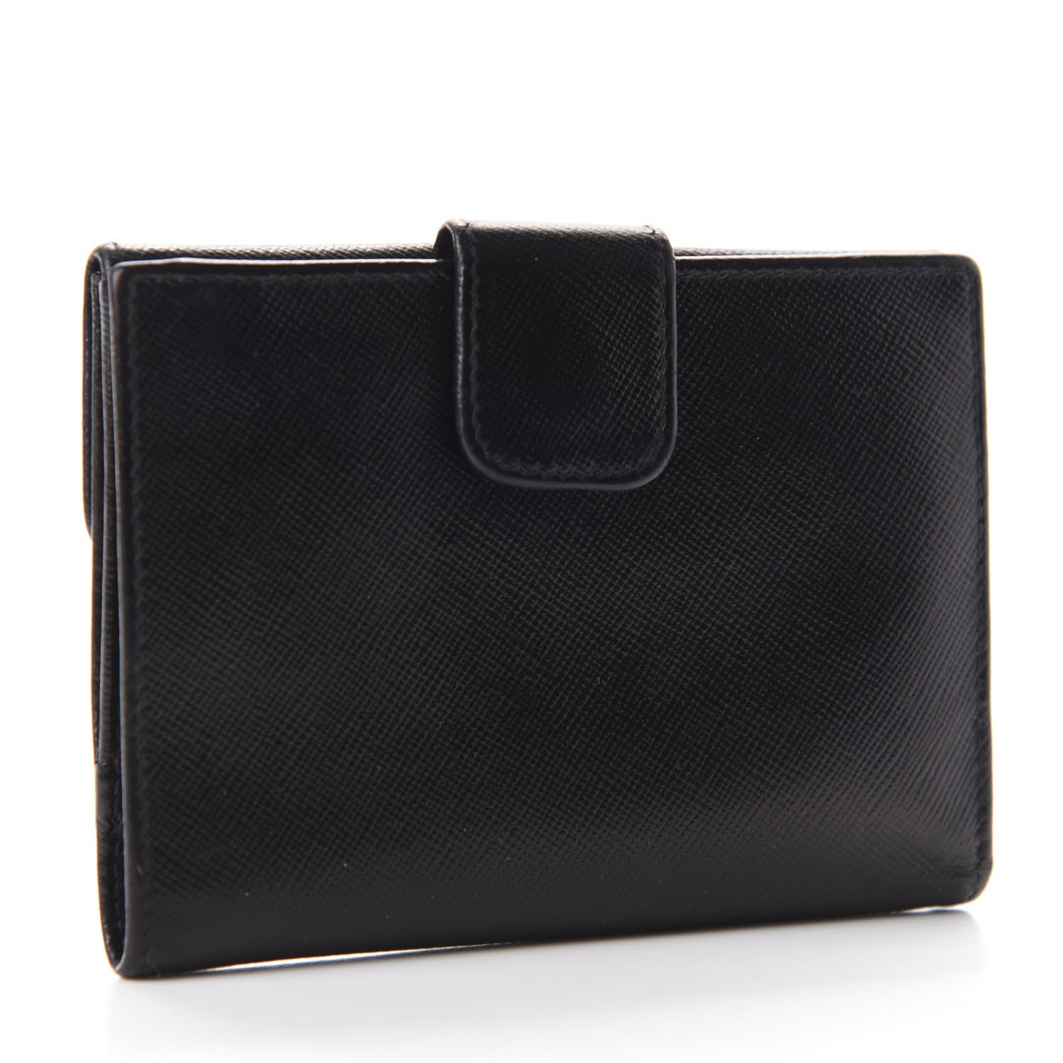 Prada Saffiano Metal French Flap Compact Wallet Black 3 of 10
