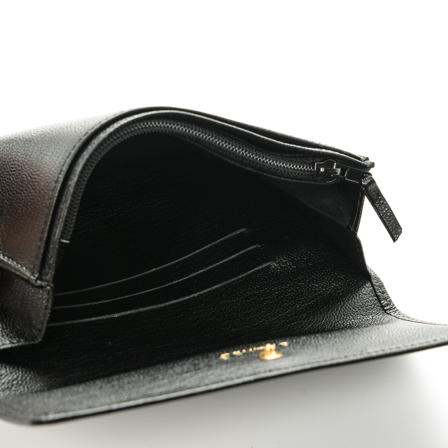 Goatskin Small CC Flap Wallet Black