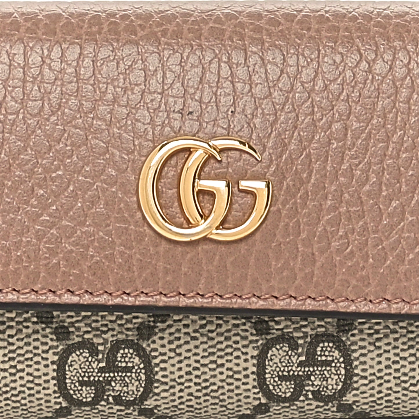 Dollar Calfskin GG Supreme Monogram GG Marmont 6 Key Holder Case Porcelain Rose Beige Ebony