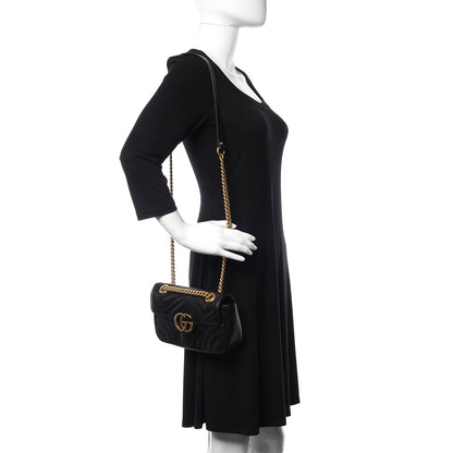 Gucci Calfskin Matelasse Mini GG Marmont Shoulder Bag Black 2 of 10