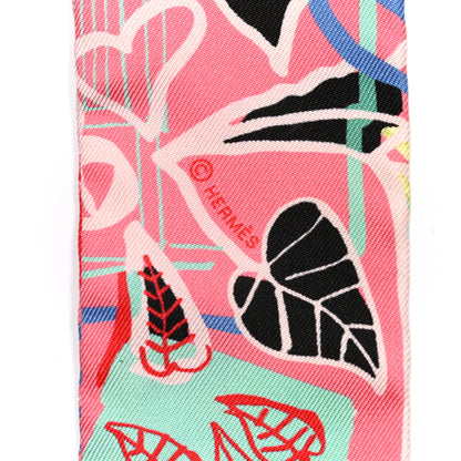 Hermes Silk Modernisme Tropical Twilly Rose Malabar Vert D'Eau 3 of 4