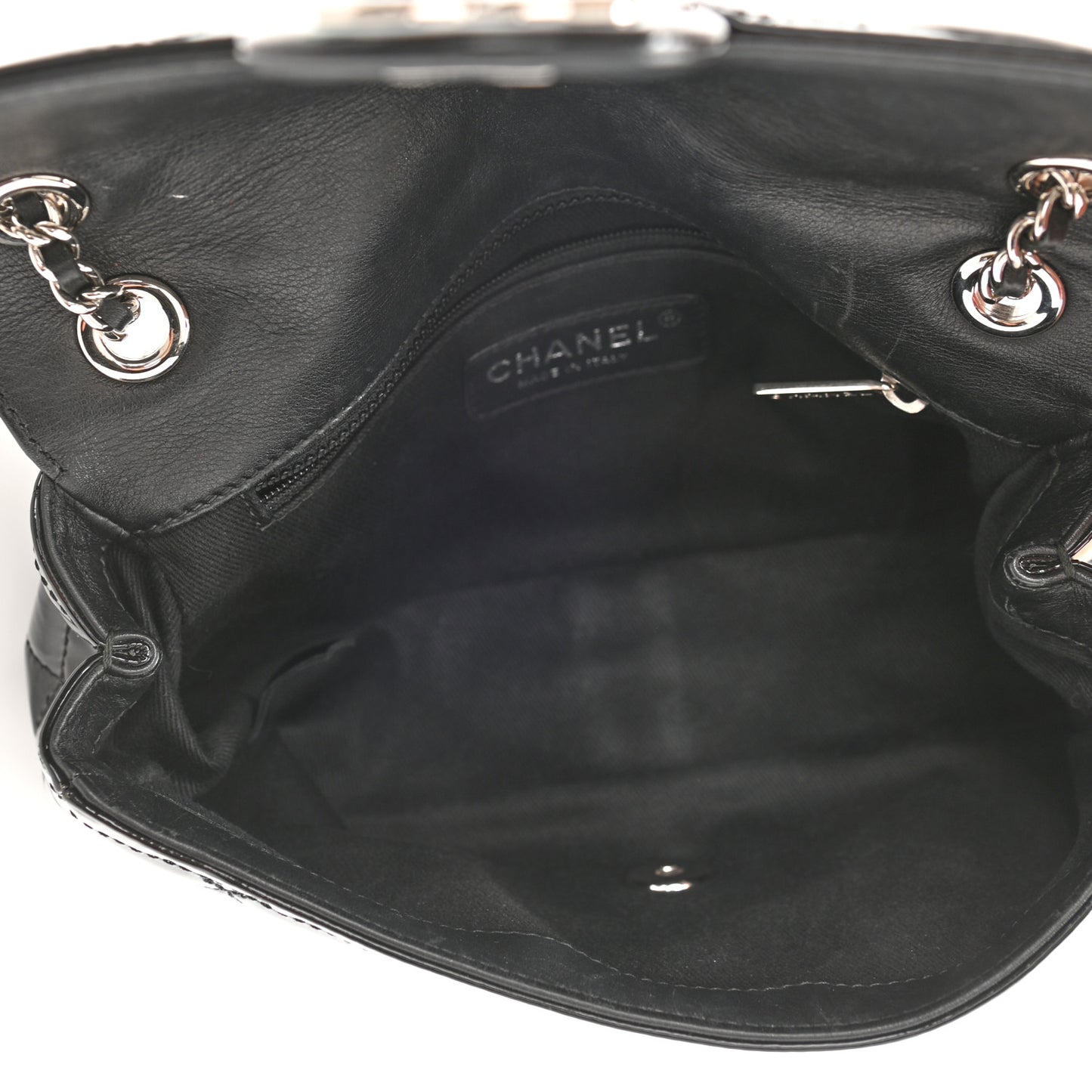 Patent Quilted Small Coco Shine Flap Black