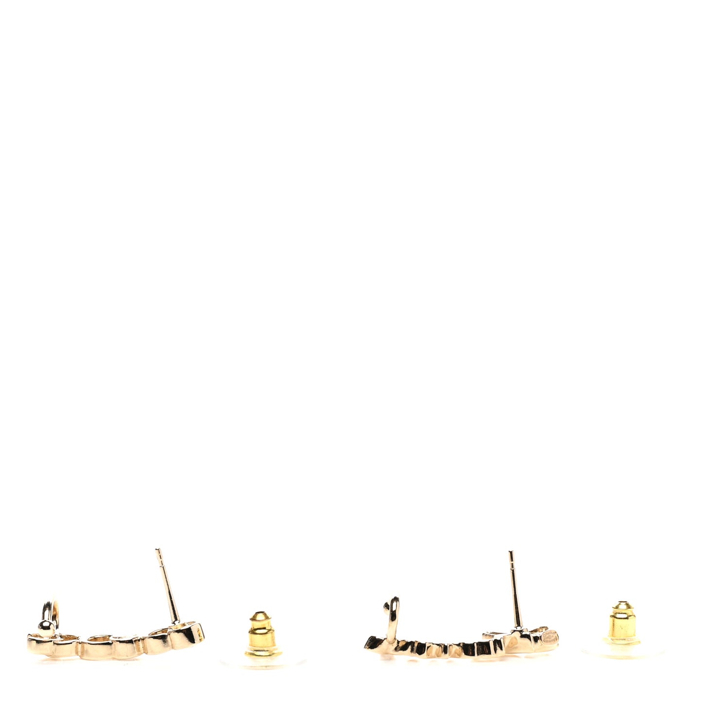 Metal Crystal Coco Script CC Climber Earrings Gold