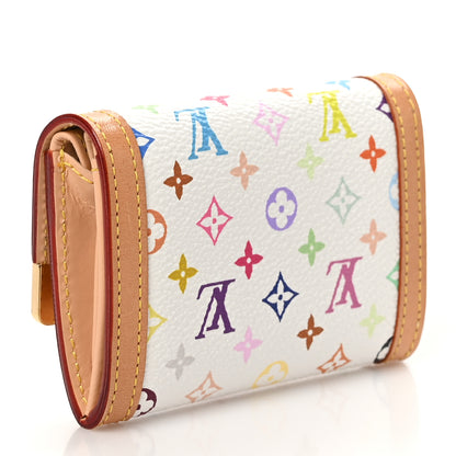 Louis Vuitton Monogram Multicolor Porte-Monnaie Plat Coin Purse White 3 of 7