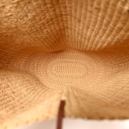 Loewe Raffia Calfskin Shell Basket Tote Natural Pecan 5 of 9