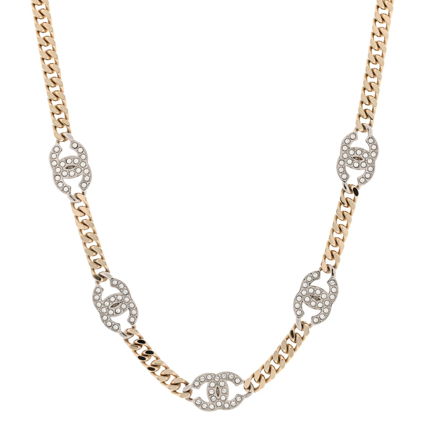 Crystal Chain CC Link Choker Gold Silver