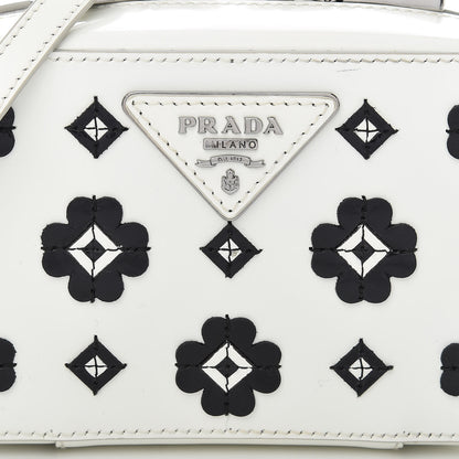 Prada Spazzolato Floral Crossbody White Black 8 of 13