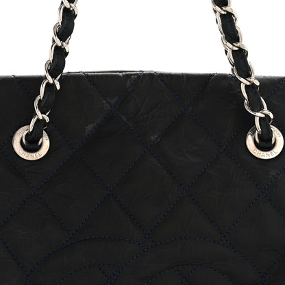 Chanel Crinkled Calfskin Grand Timeless Shopping Tote GTT Dark Blue 8 of 12