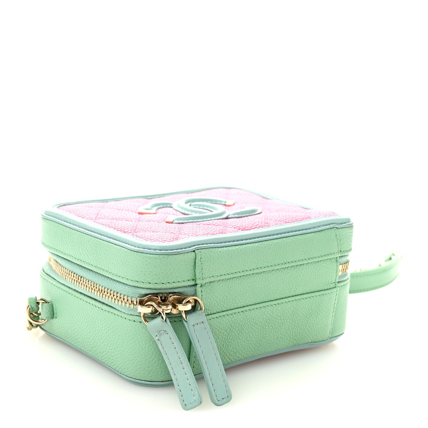 Chanel Caviar Quilted Small CC Filigree Vanity Case Pink Green Blue 7 of 21