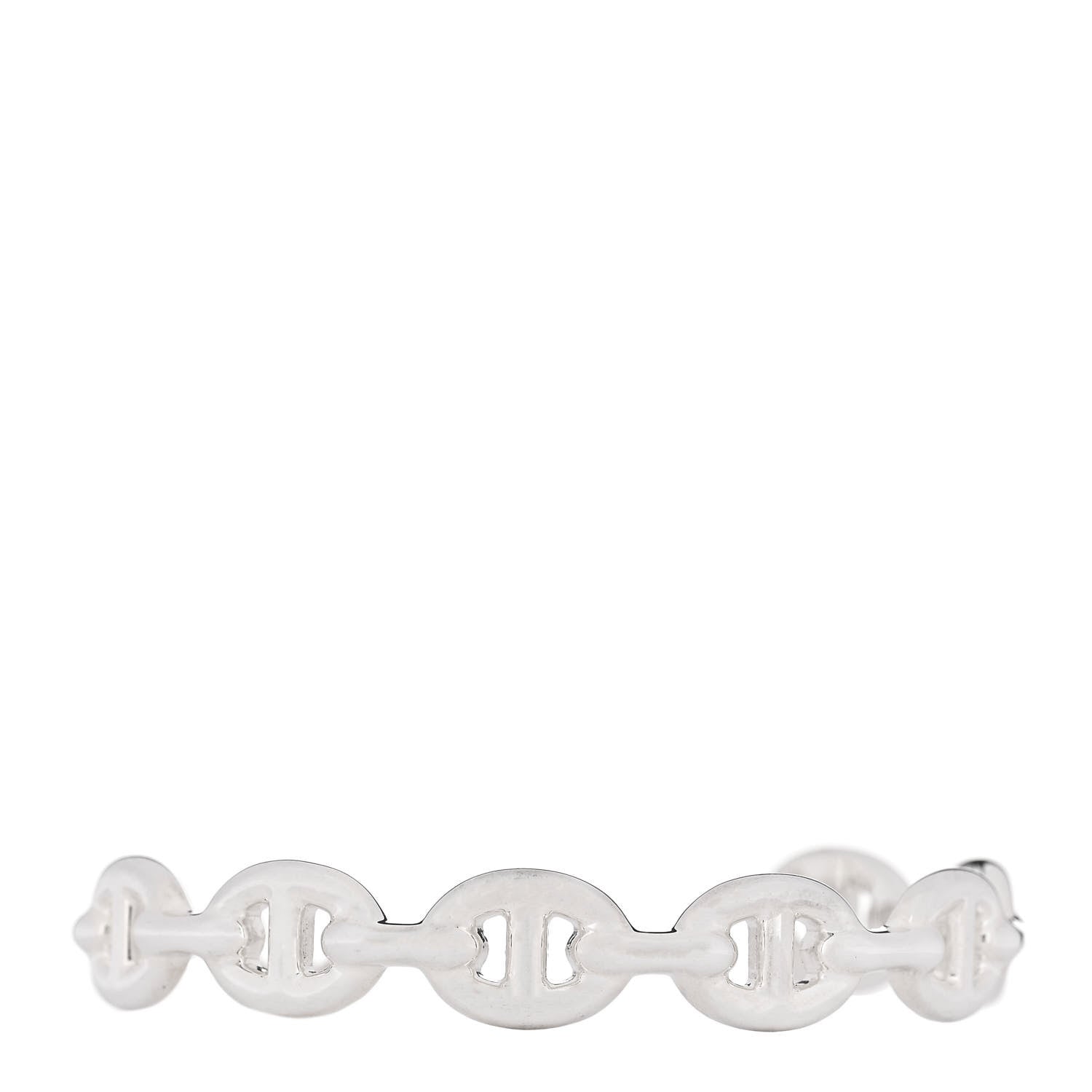 Hermes Sterling Silver MM Chaine d'Ancre Enchainee Cuff Bracelet SH 1 of 5