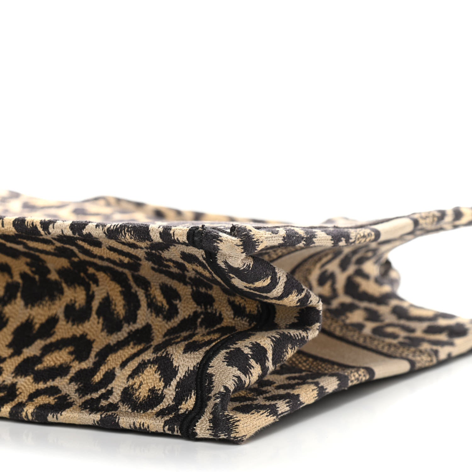 Christian Dior Canvas Mizza Embroidered Medium Leopard Book Tote Beige 10 of 11
