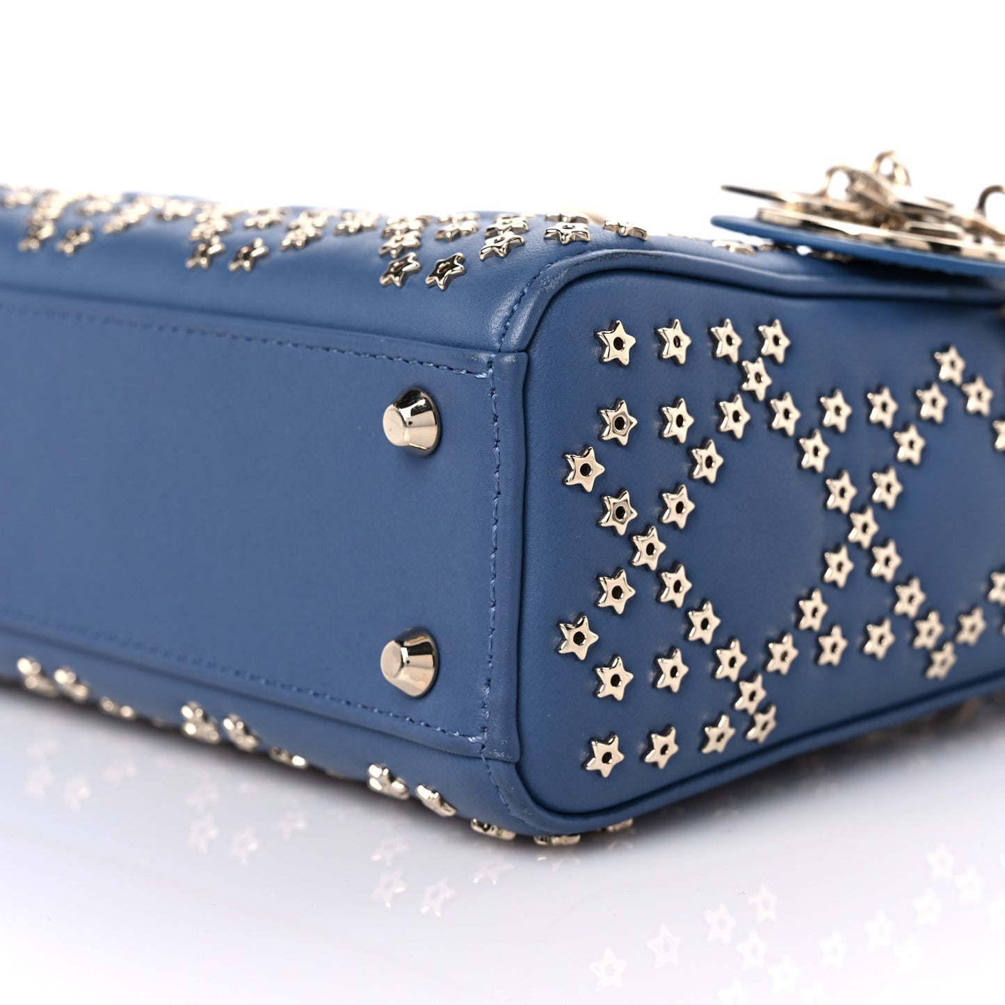 Lambskin Cannage Lucky Star Studded Mini Lady Dior Denim Blue