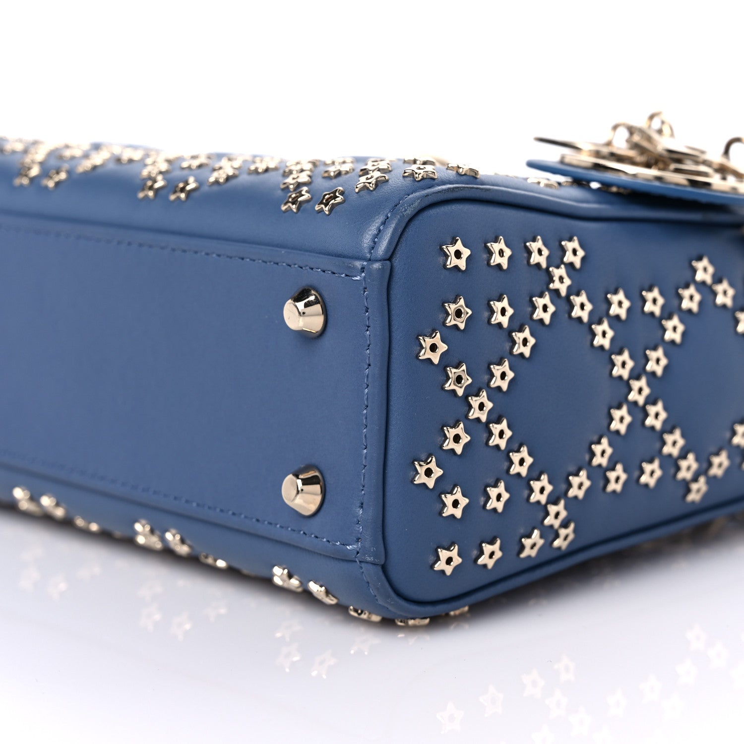 Christian Dior Lambskin Cannage Lucky Star Studded Mini Lady Dior Denim Blue 7 of 8