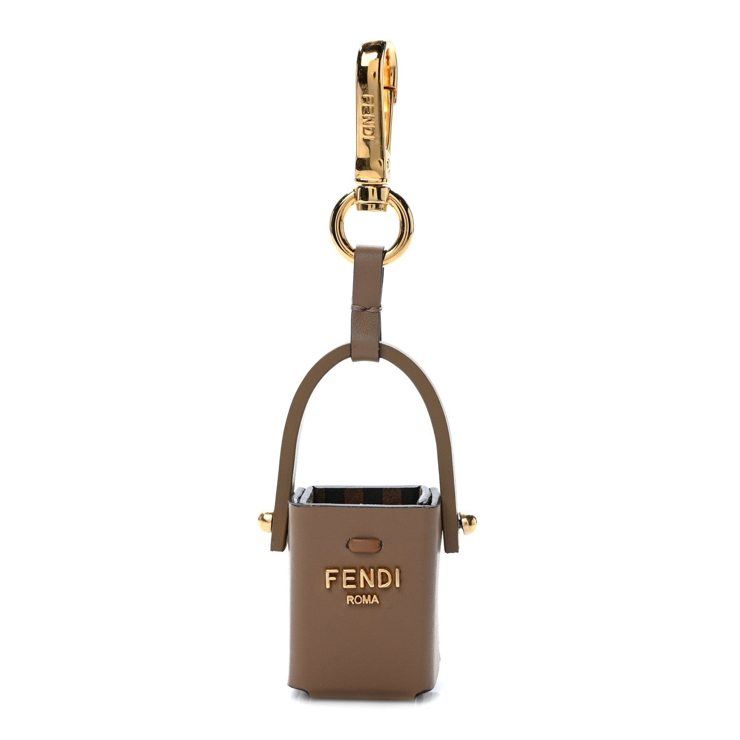 Fendi Vitello King Bucket Perfume Holder Key Charm Tortora 1479285
