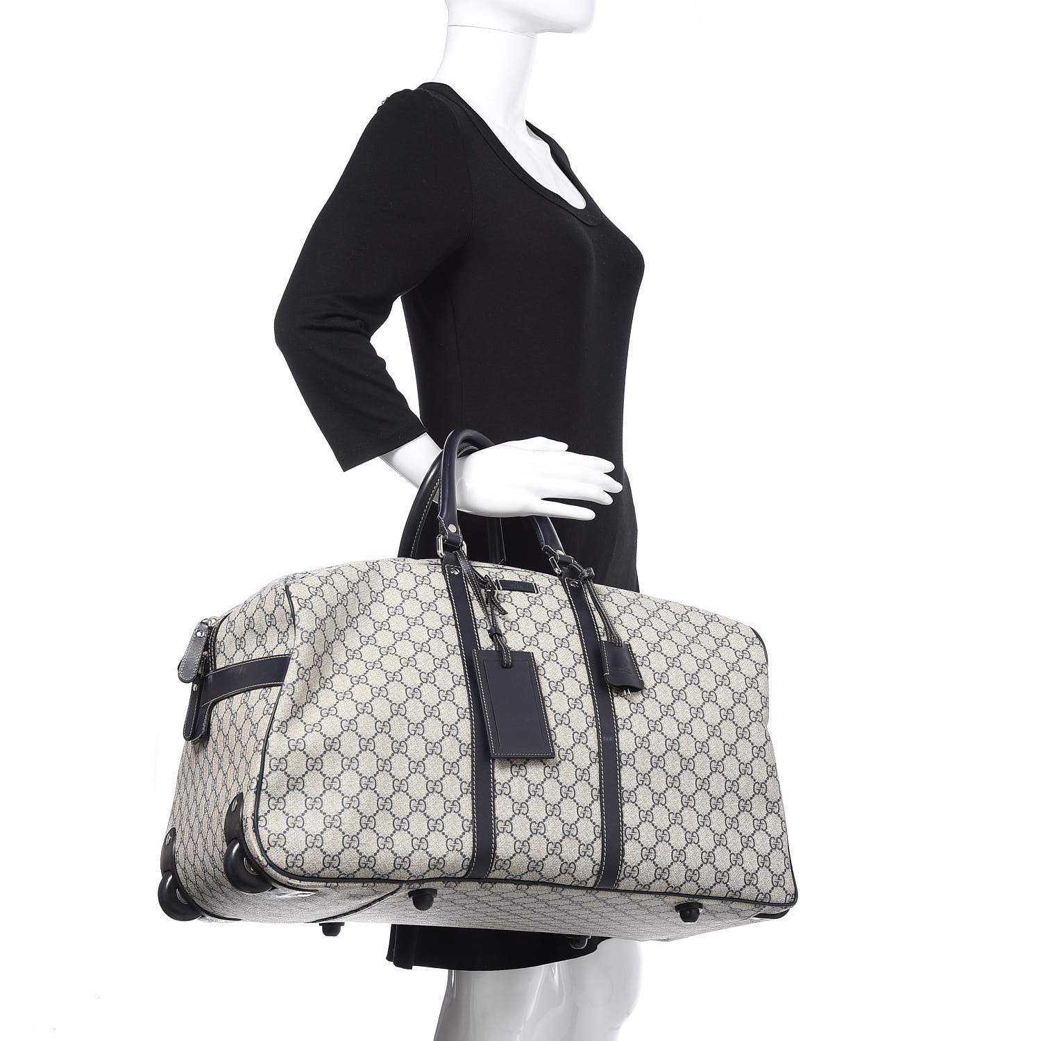 Gucci GG Plus Monogram Large Carry On Duffle Trolley Navy 2 of 16