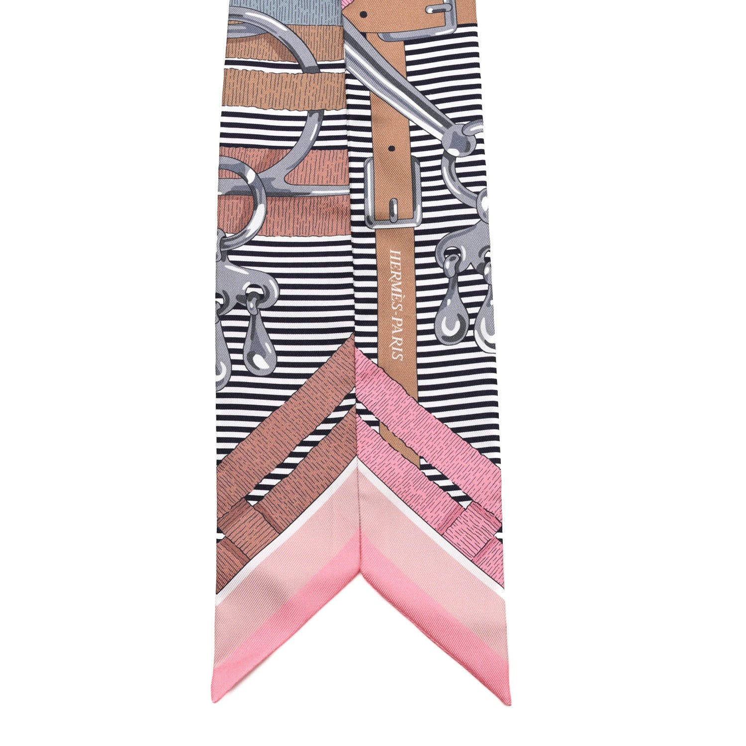 Hermes Silk Mors A Jouets Chemise Twilly Vieux Rose Gris Camel 2 of 4