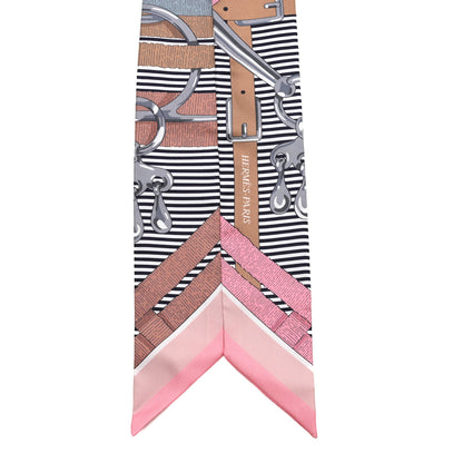Hermes Silk Mors A Jouets Chemise Twilly Vieux Rose Gris Camel 2 of 4